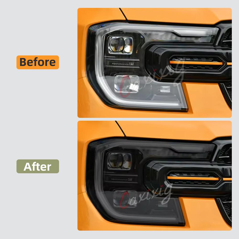 For Ford Ranger 2023 2024 2025 Invisible Car Wrap TPU Film Headlight Protective Tint 2PCS Accessories