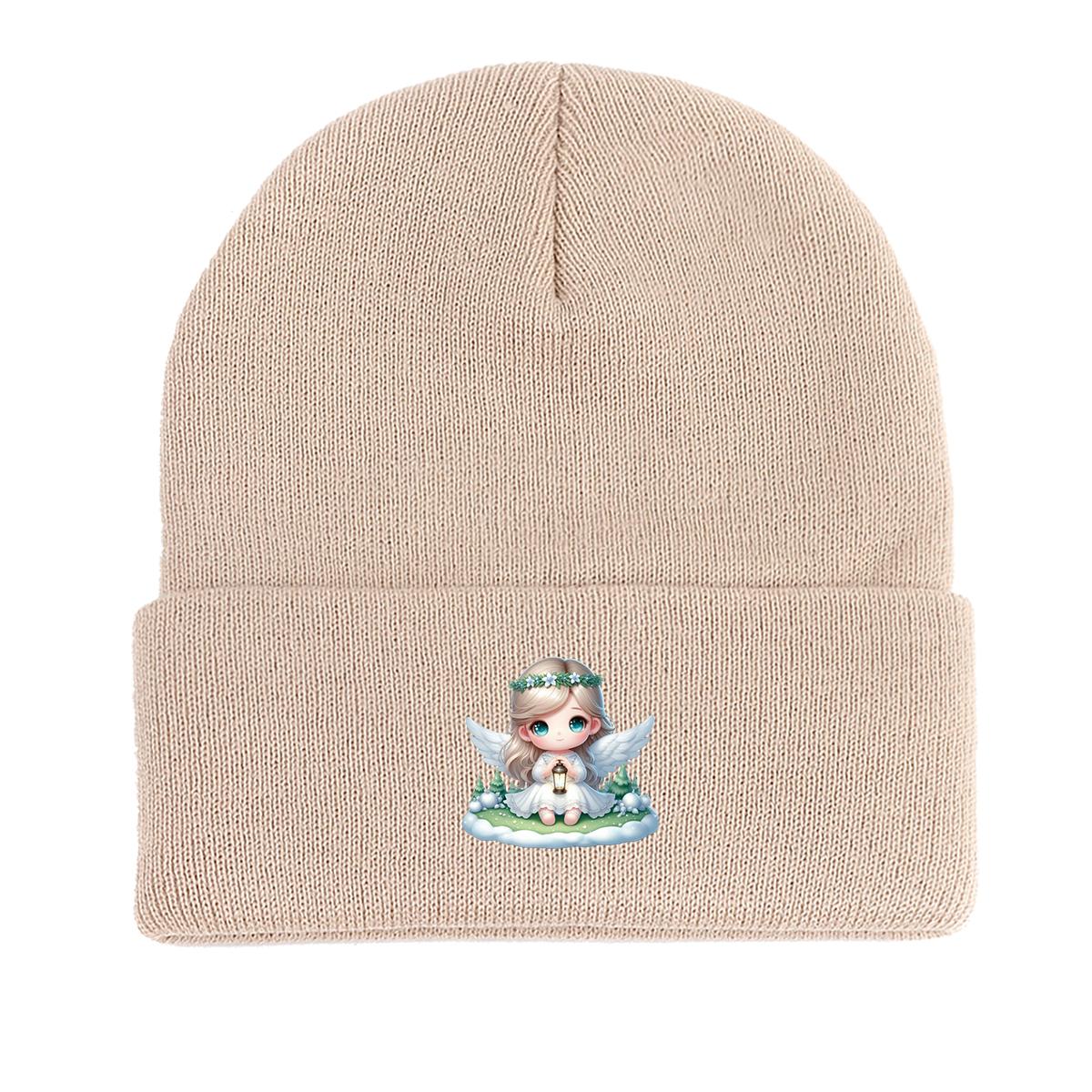 

Маленький ангел, девочка, зимняя вязаная шапка, шапка для женщин, рак, химиотерапия, легкий головной убор, чепчик, вязаная шапка, шапка as the picture бежевый