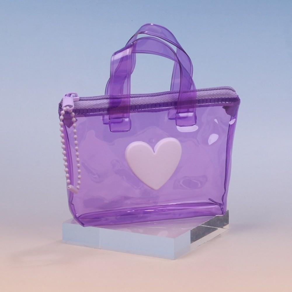 Compact Solid Color Heart-Shaped Storage Bag Mini Waterproof Coin Purse Handheld Keychain Earphone Bag Water Splashing Festival