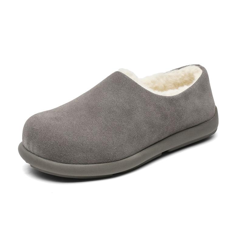 3673 Leather Velvet Women's Autumn and Winter New Warm Cotton Shoes Bag Head Half Drag Fluff