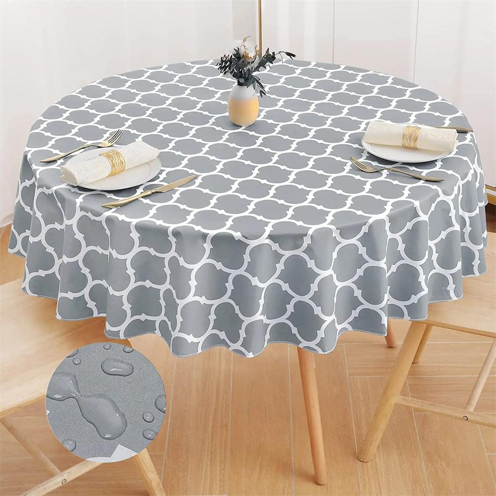 Homaxy Waterproof Tablecloth Heat-Resistant Round Pvc Table Cloth For Wedding Kitchen Dining Desk Moroccan Table Coat Wash Cover