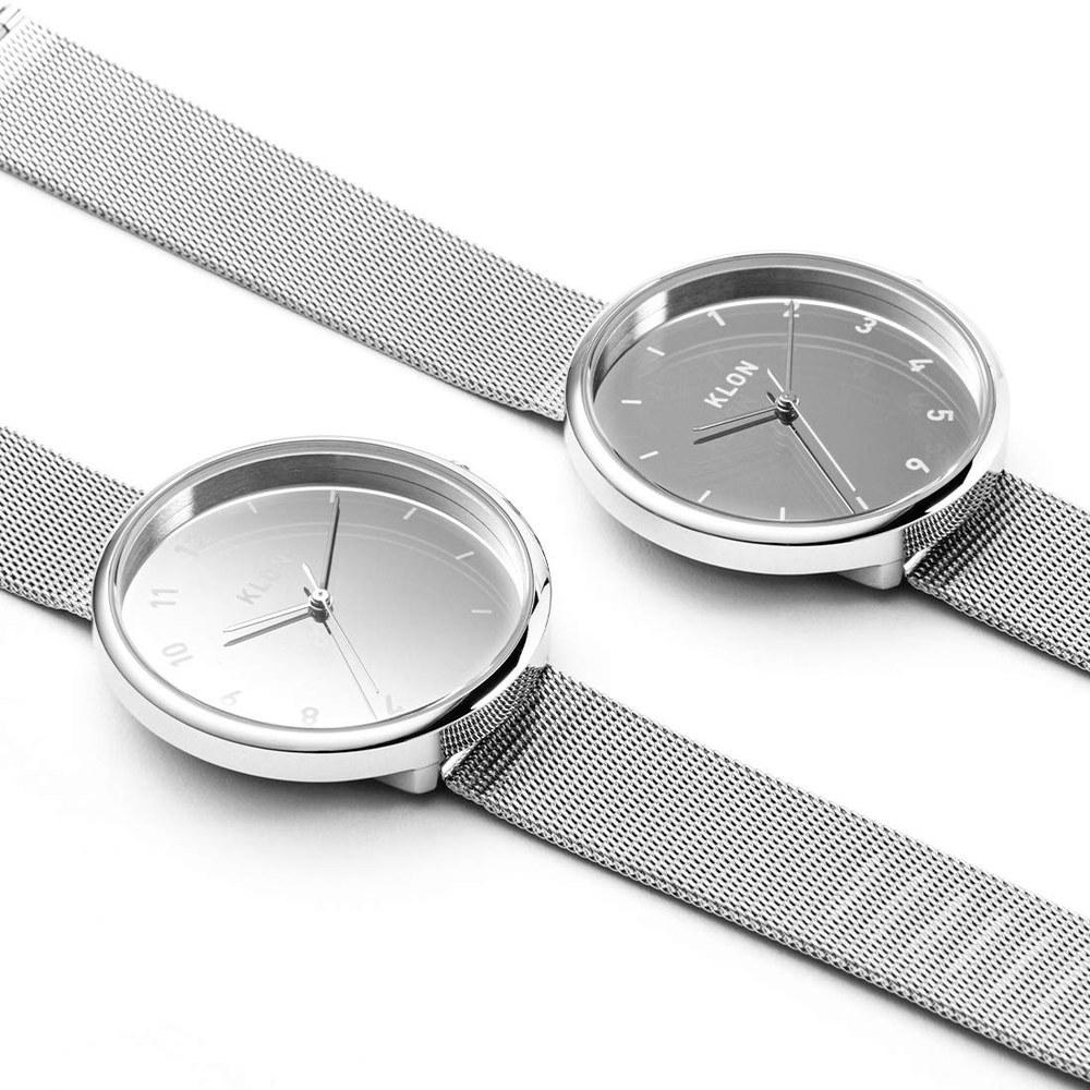KLON Pair Watch Couple Wristwatch Mirror KLON CONNECTION ELFIN 38mm Silver Ladies and Men