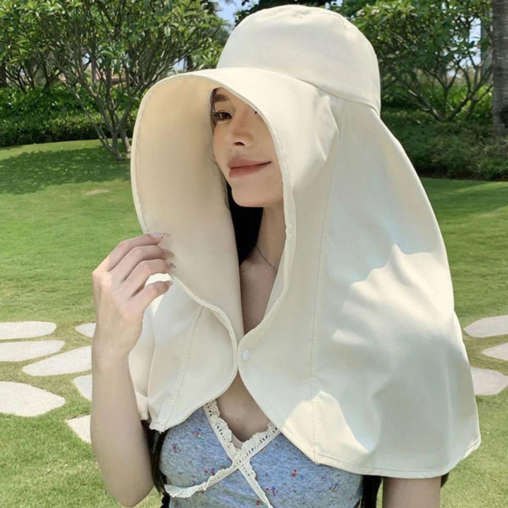 Breathable Large Brim Sun Hat Wind Proof Sun Protection Cap Outdoor Beach Hat  Outdoor Activities