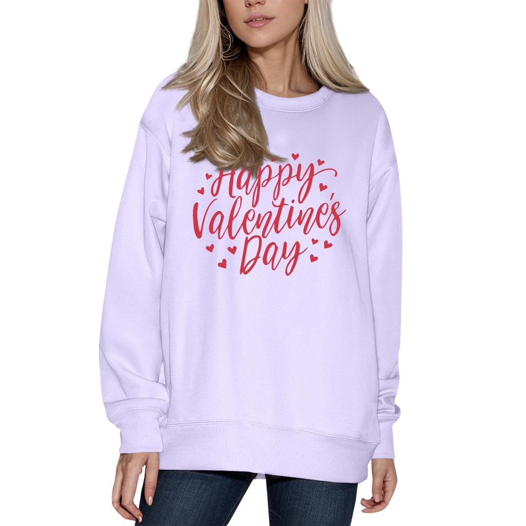 Damenmode Bedrucktes Langarm Rundhals Pullover Top