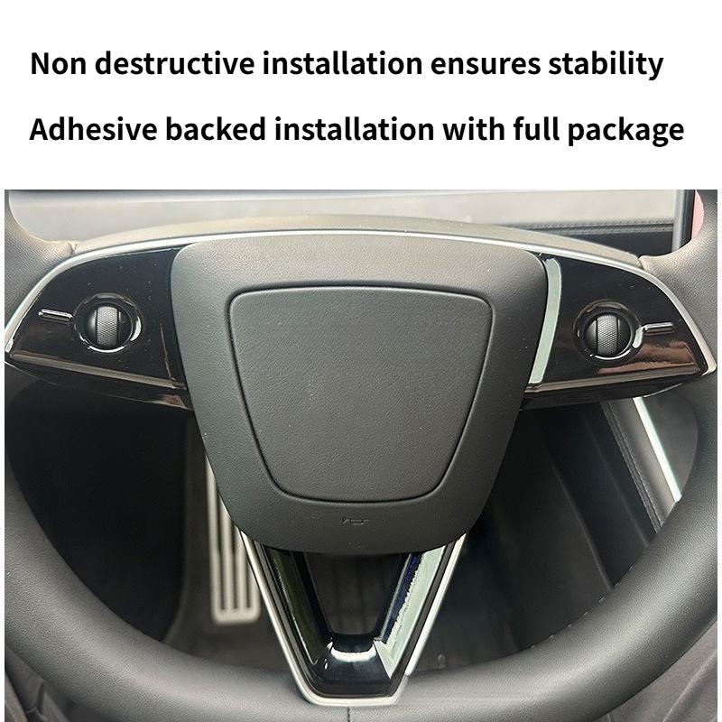 For Tesla Model Y Juniper 2025 ABS Carbon Fiber Steering Wheel Panel Button Trim Sticker Gear Lever Trim Interior Accessories