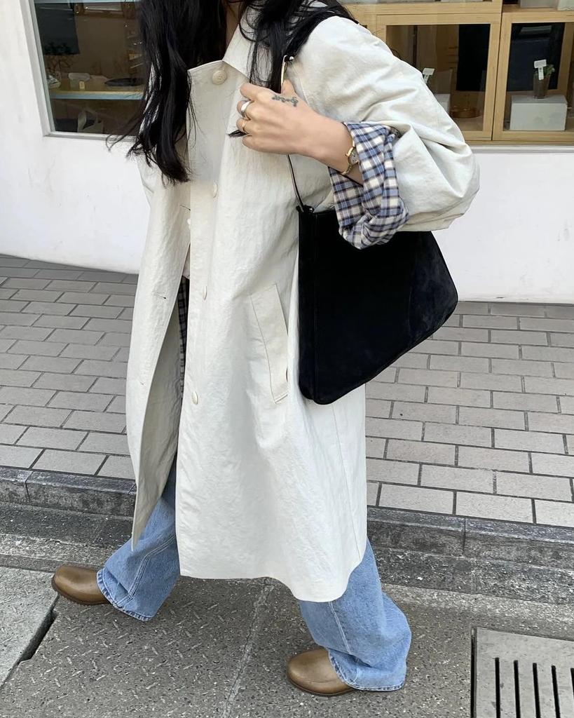 Einfarbiger mittellanger einreihiger Damen-Trenchcoat im koreanischen Stil - Lässige, vielseitige und figurbetonende Oberbekleidung