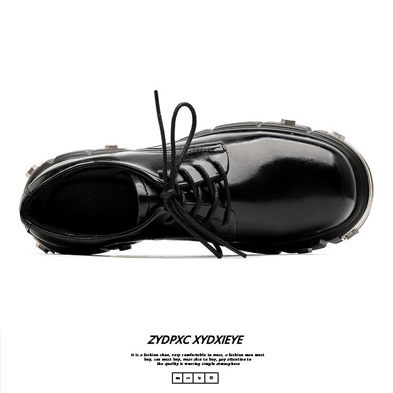 Platform muffin loafers men's small metal nuts small leather shoes British lace-up derby shoes 22988-E