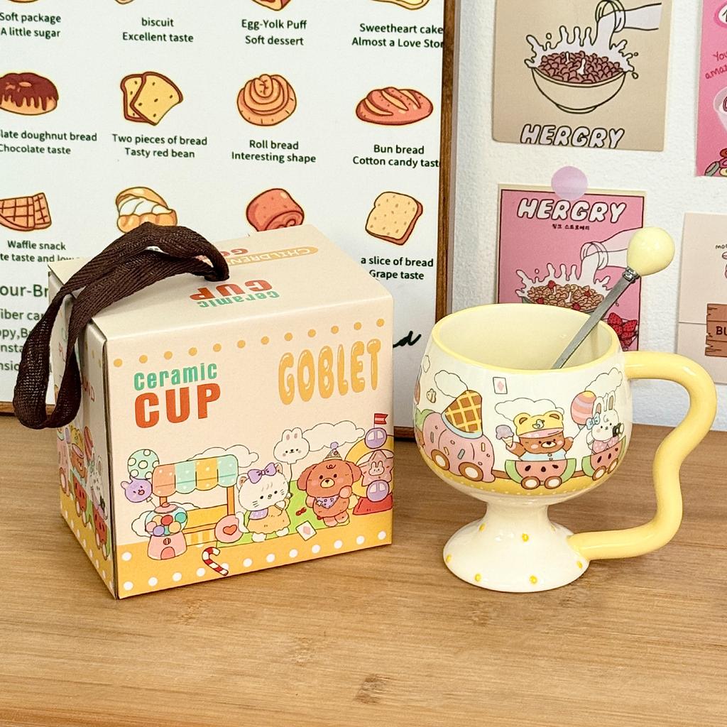 Cute Girl Goblet Cartoon Mug Ceramic Water Cup Household High-value Coffee Cup Good-looking Birthday Gift