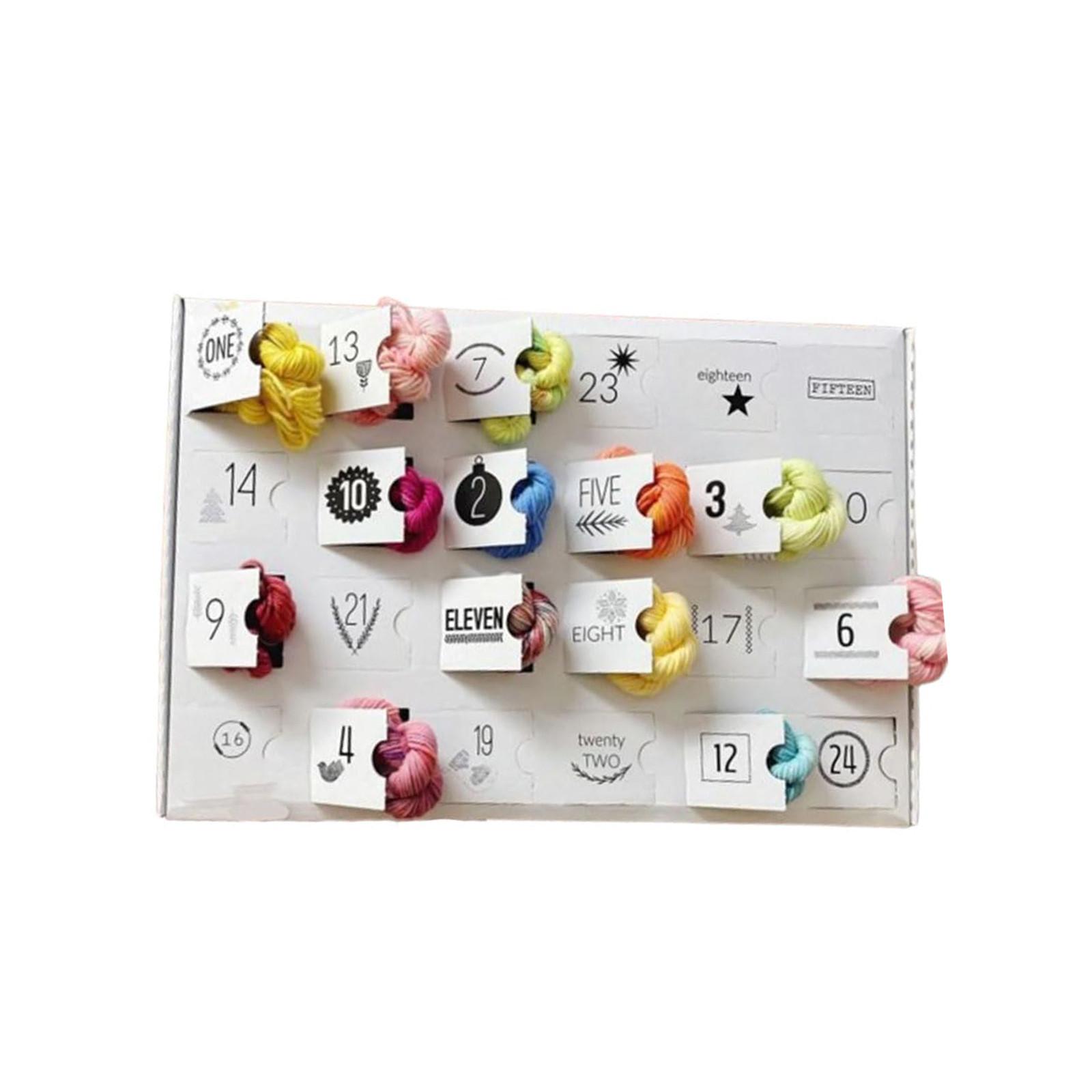 

24PC Пряжа Адвент Календарь, Шерстяной Адвент Календарь 2024, Йоль и пряжа Адвент Календарь 2024, 24 дня Рождество обратный отсчет Календарь пряжа Адвент One Size