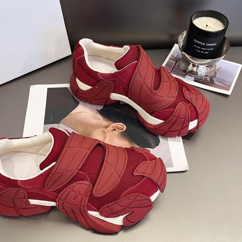 Velcro platform mesh shoes women's autumn new fashionable versatile non-slip breathable sports and leisure shoes