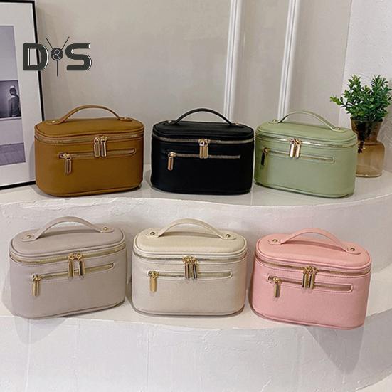 Bolsa de cosméticos, estojo de maquiagem com alça, grande capacidade, fecho de zíper, leve, portátil, bolsa de higiene pessoal para viagem