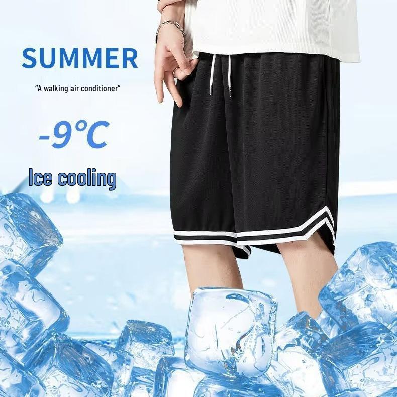 Men's Trendy American Basketball Shorts: Lightweight, Loose-Fit, Large-Size, Casual 5-Point Sports and Beachwear.