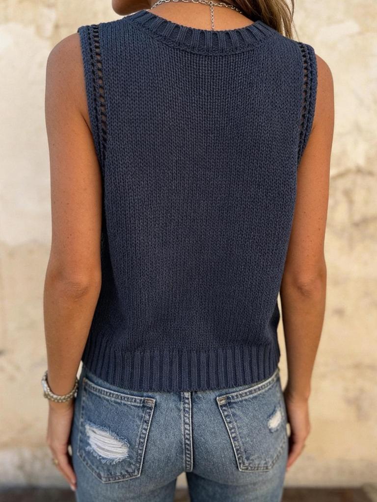 European and American Fashion Casual Round Neck Sweater Vest for Women - Spring/Summer 2026 Collection
