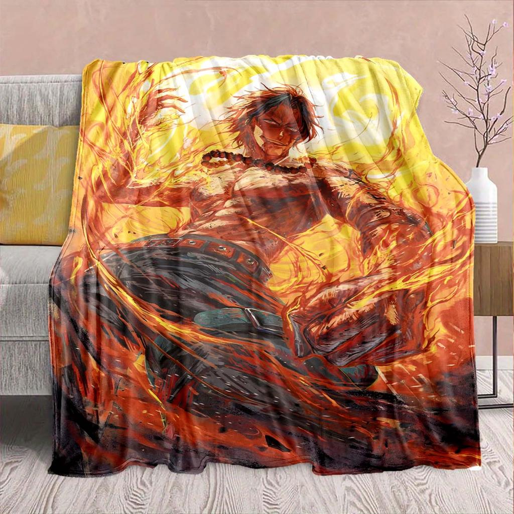 One Piece Anime Flannel Blanket - Soft Warm Perfect for Sofa, Bedding Camping Travel Office Home Decor -QJY