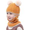 Baby Girls and Boys Winter Warm Knit Caps Scarf Woolen Hood Warm Skull Knit Caps