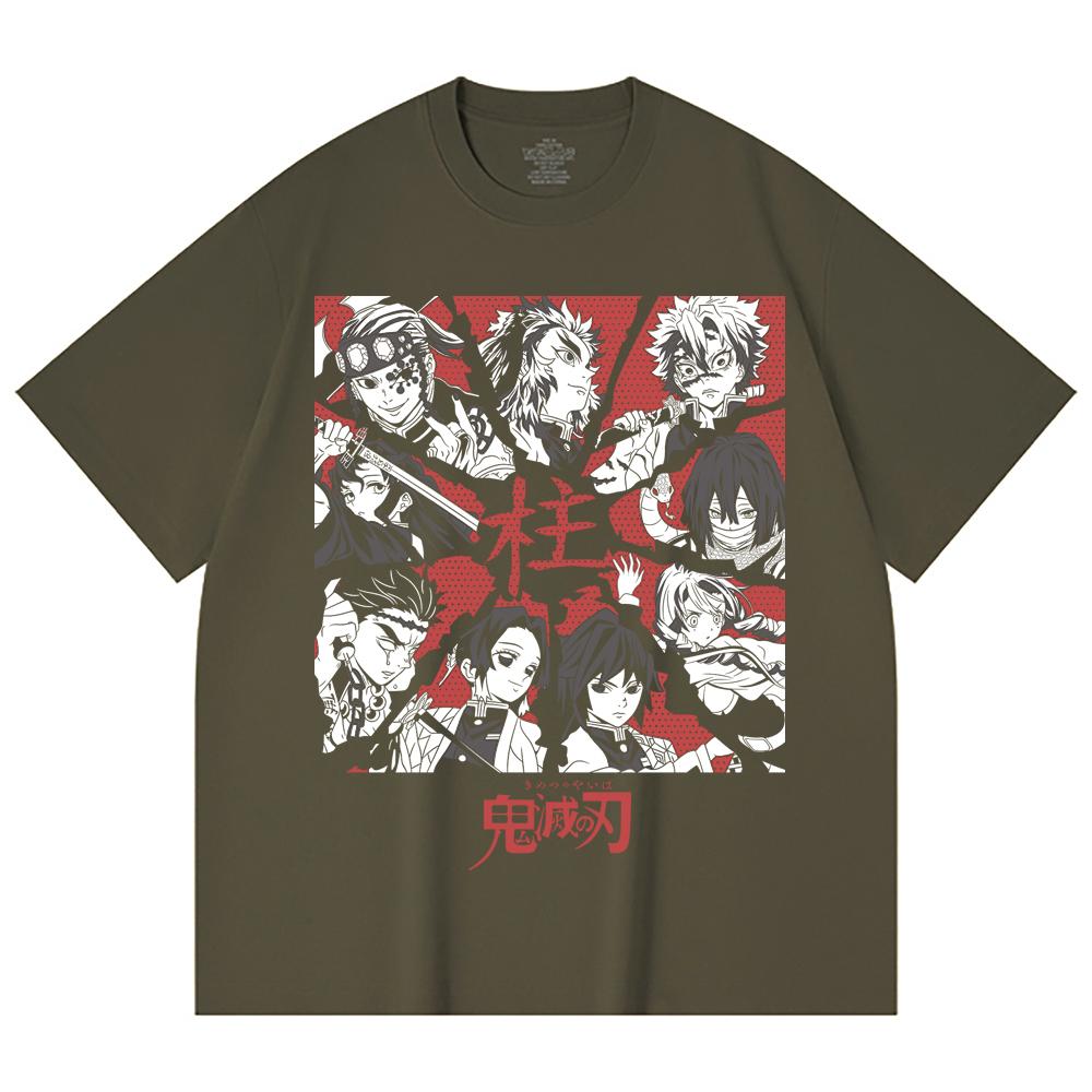230 Gsm 100% Cotton Demon Slayer V81 Hashiras Print Unisex Heavy Cotton T Shirt