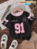 T-Shirt for Kids Girls' Number Digital Print Pattern Sports Style Round Neck Short Sleeve Football Jersey T-Shirt Girls Clothes