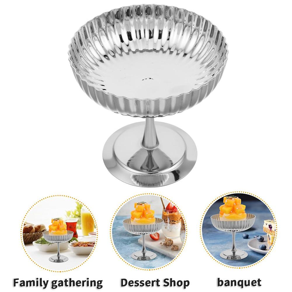 Stainless Steel Ice Cream Cup&bowl, Vertical Pattern - Rust Resistant and Reusable, Suitable for Snacks, Yogurt, Pudding, Salad