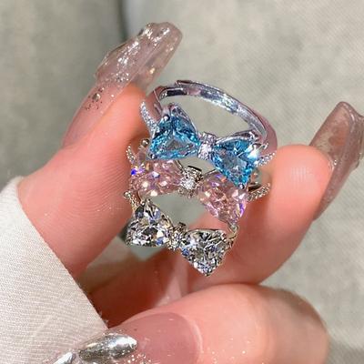 Zircon Bow Ring Female Index Finger Ring Fashion Personalized Ring, Girlfriend Style, Free for Sisters and Daughters