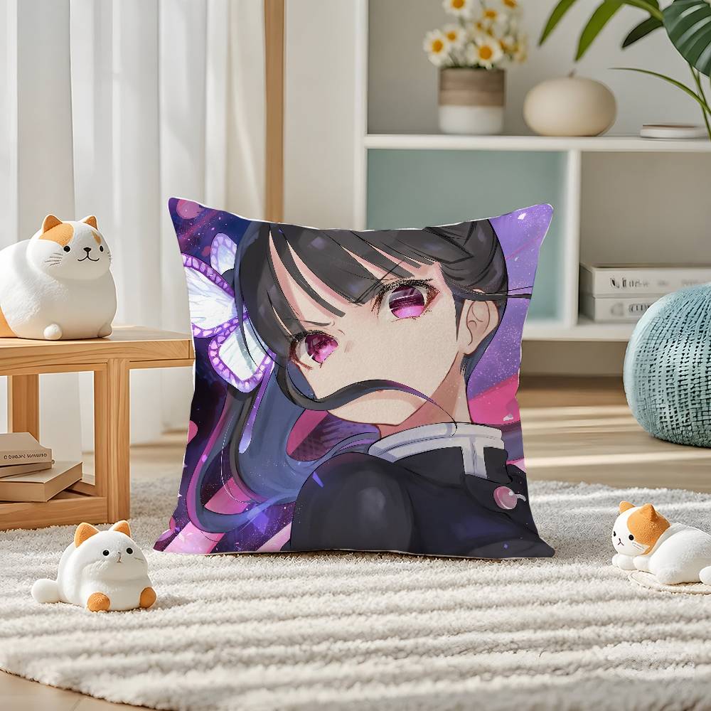 Demon Slayer Upper Moon Demons Anime Plush Pillow Cover Soft Short Plush Cushion Cover For Sofa Bedroom Home Decor Gift