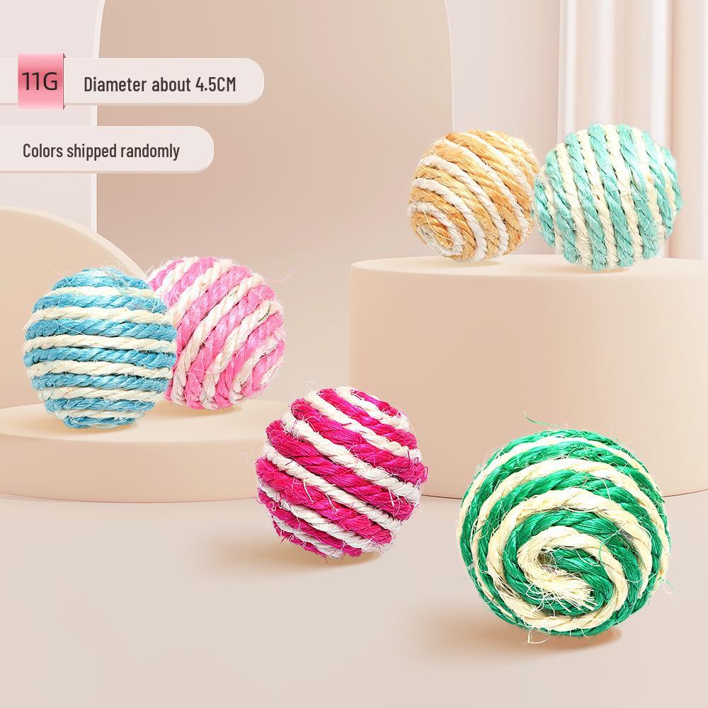 Sisal Sound Cat Toy: Interactive, Scratch-Resistant Ball for Self-Entertainment, Claw Grinding, and Boredom Relief