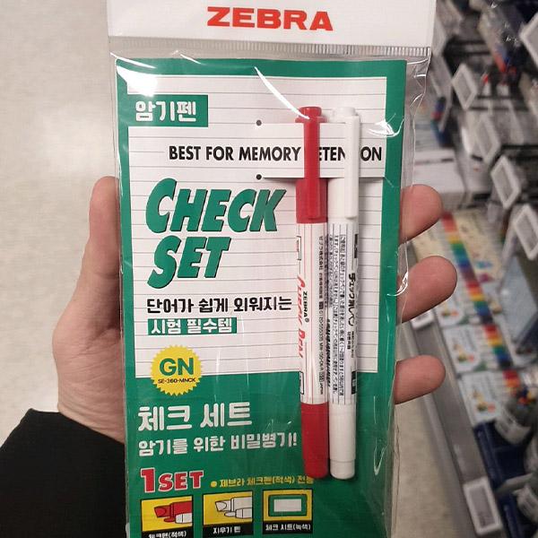 Zebra Check Pen Highlighter Set Red Ink Only with Sheet One thing