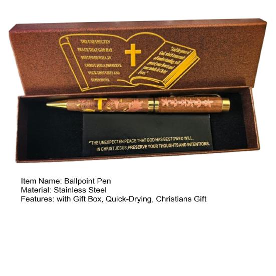 Vintage Długopis z Pudełkiem Prezentowym Szybkoschnąca Stalowa Końcówka Długopis do Pisania In God We Trust Długopis Pamiątkowy Prezent dla Chrześcijan