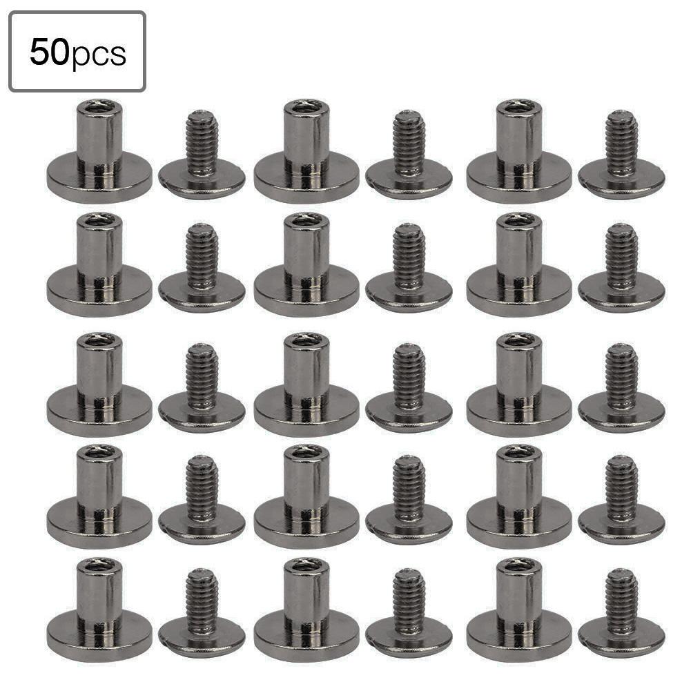 

50 комплектов 8 мм заклепок с плоской головкой из чистой меди, набор винтов для кожаного ремня для переплета ноутбука, цвет пистолета