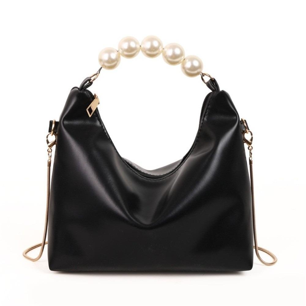 PU Leather Cloud Shoulder Bag Korean Style Women Crossbody Bag Casual Pearl Handle Handbag  Wallet