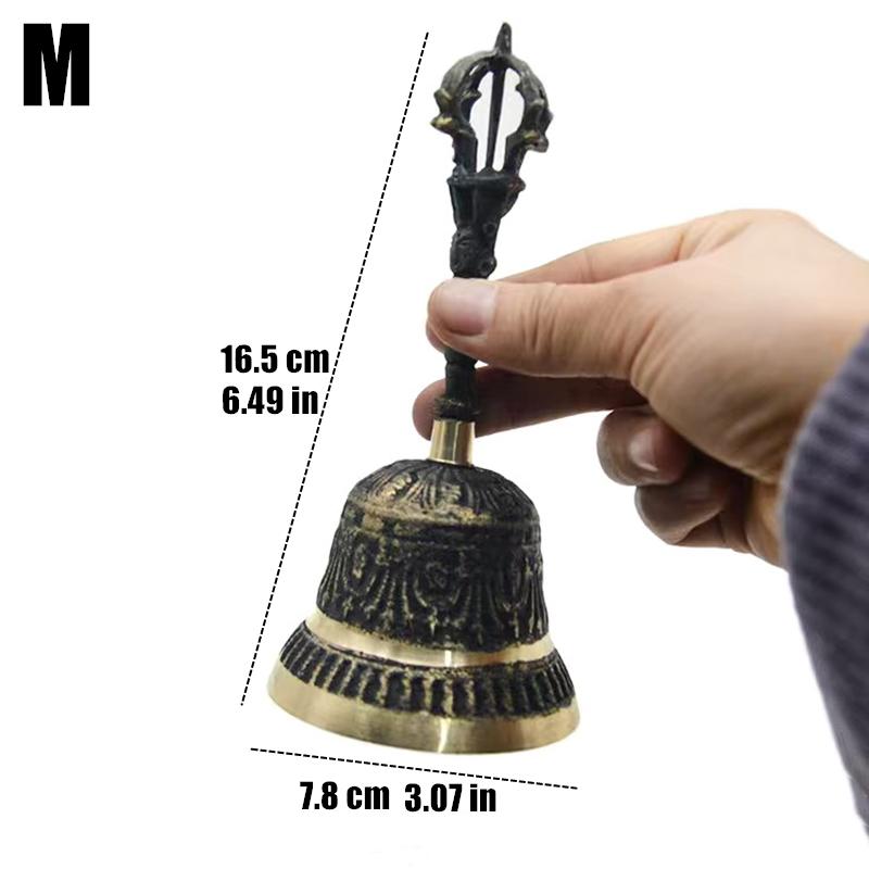 Black Brass Handicraft Large Engraved Hand Bell Loud and Clear Sound for School Meditation Church Bronze Bell Creative Gift