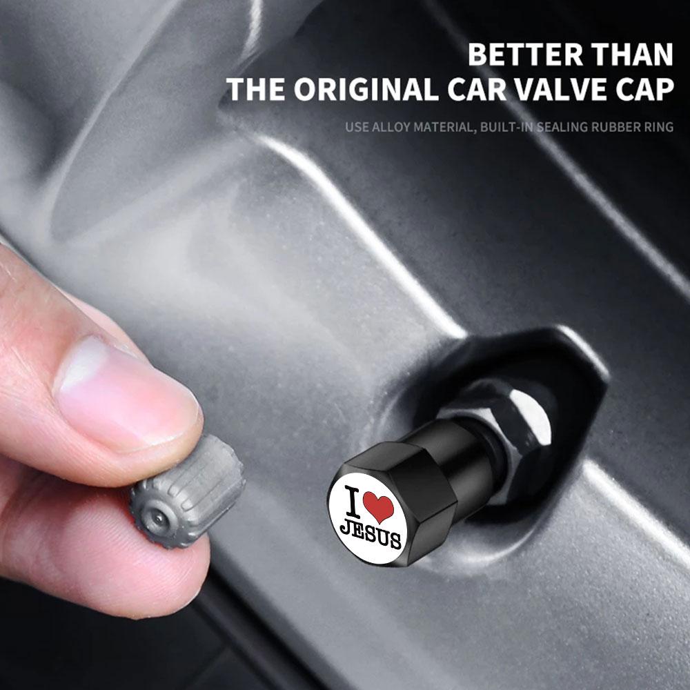 4PCS Universal DIY Car Wheel Tire Air Valve Caps Stem Car Stickers For Cars Motor Auto Accessories Decor Gift ,For JESUS