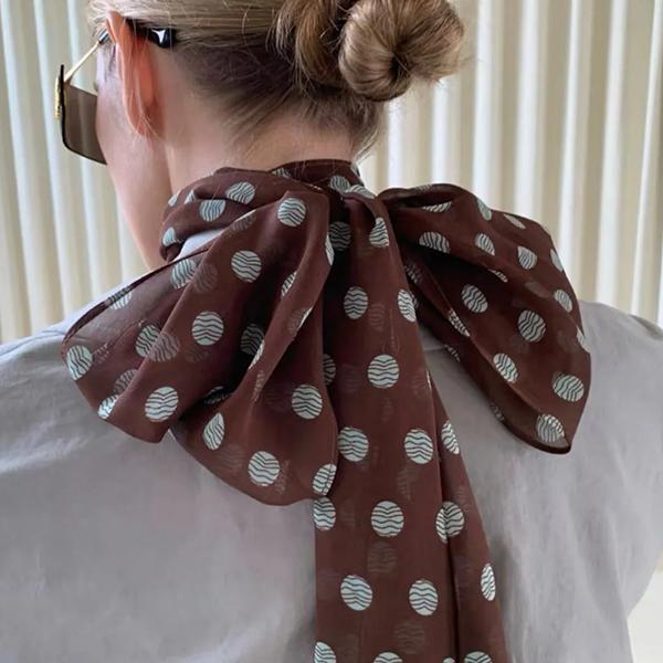 WTEMPO Women's Autumn Retro Elegant Fashion Versatile Casual Outdoor Sunscreen Scarves Spring Summer Round Dot Printed Silk Scarves