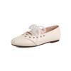 Fashion Women's new leather cowhide round toe spring and autumn low heel plus large lace up comfortable casual single shoe