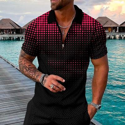 Zomer Heren Polo Korte Mouw Shirt Polka Dot Bedrukt Poloshirt Heren Tops