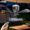 Ventilatori Portatili da Soffitto da 12000mAh Ventilatore da Campeggio per Esterni Circolatore d'Aria per Tenda Raffrescatore Ventilatore Elettrico Ricaricabile Telecomando Luce LED