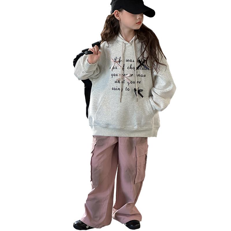 Mädchen Sweatshirt mit Kapuze im koreanischen Stil - 2025 Frühling/Herbst Mode Pullover für ältere Kinder