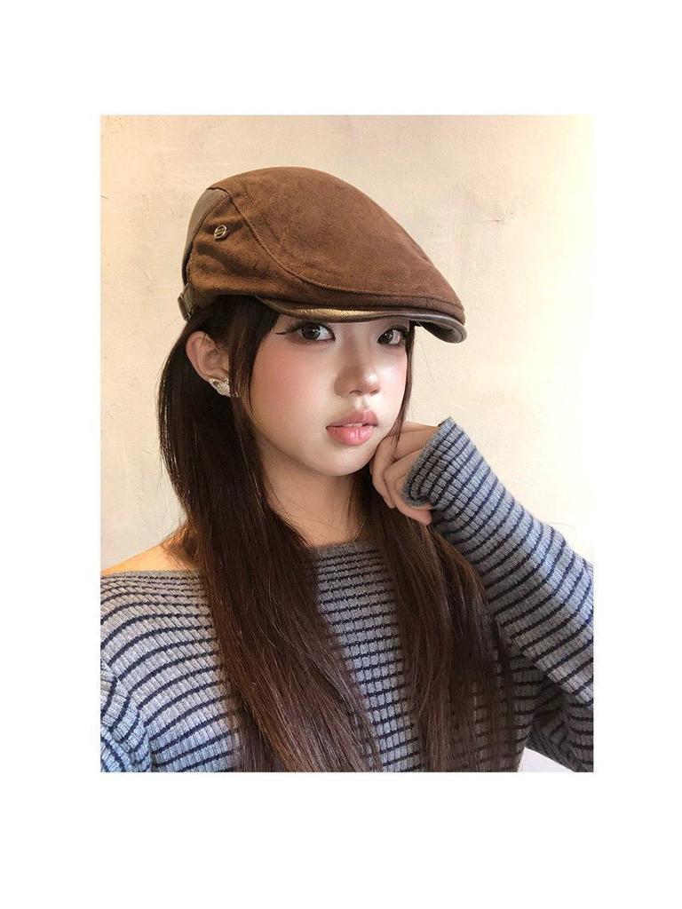 Women's Retro Newsboy Cap: Stylish Autumn/Winter Hat with Large Fit, Face Slimming Design, 2025 Edition British Painter Beret
