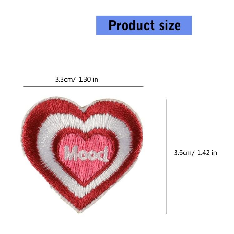 16pack Unique Heart Patches Luxurious Embroidery Patches Personality Appliques for Creative Projects