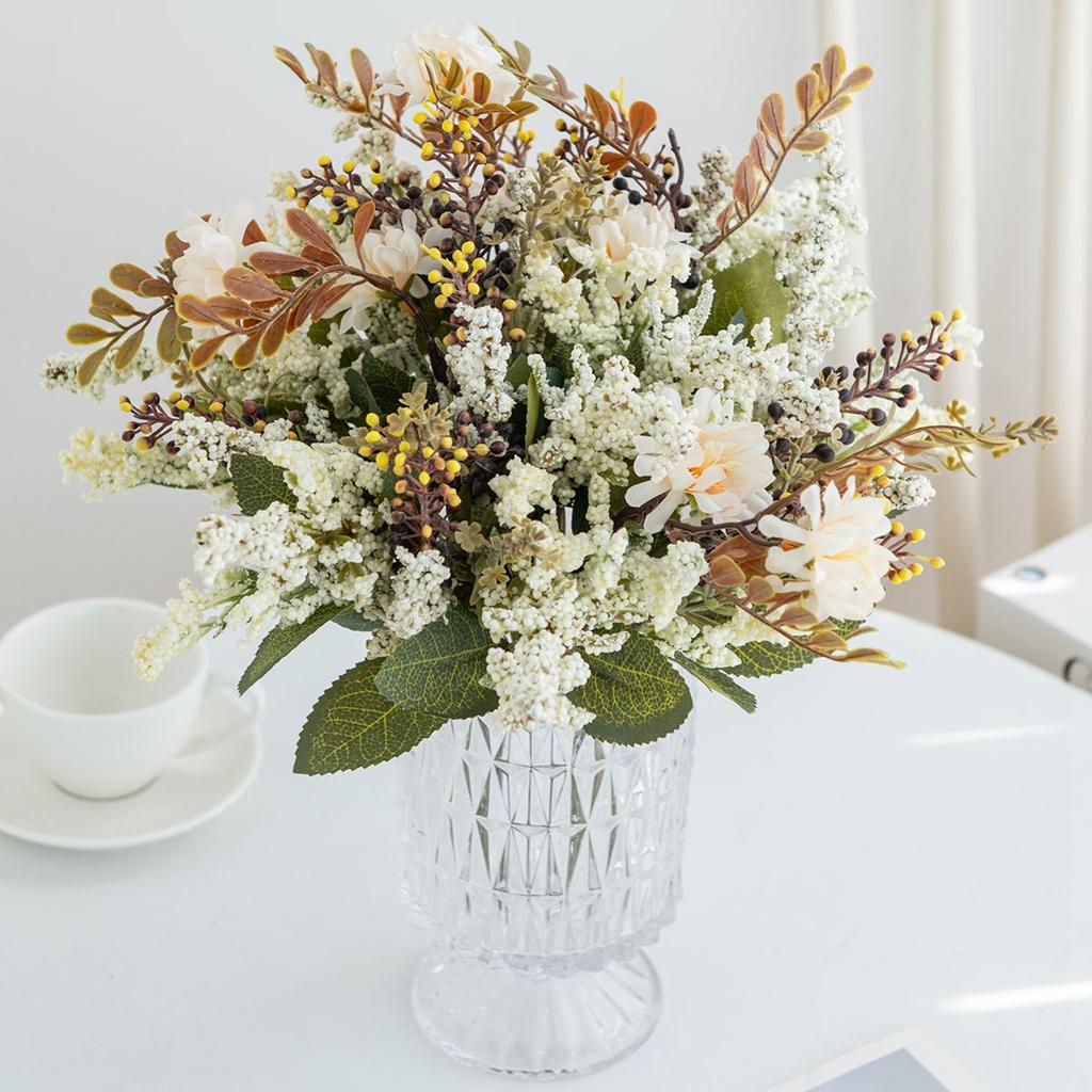 1/3PCS Fleurs Artificielles en Soie Plantes Chrysanthème Herbe à Bulles Bricolage Festival Maison Jardin Extérieur Décoration Mariage Bouquets de Mariée
