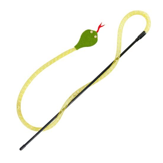Interactive Teasing Stick with Bell Sound Realistic Snake Design Bite Resistant Relieves Boredom Attractive Cat Toy