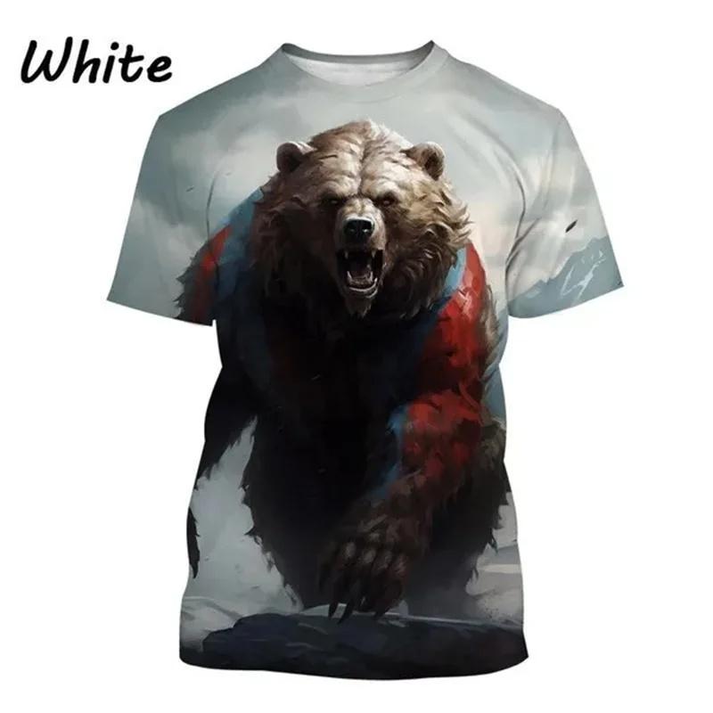 3D Printed Cool Bear T-Shirt For Men Animal Pattern Tees Summer Casual