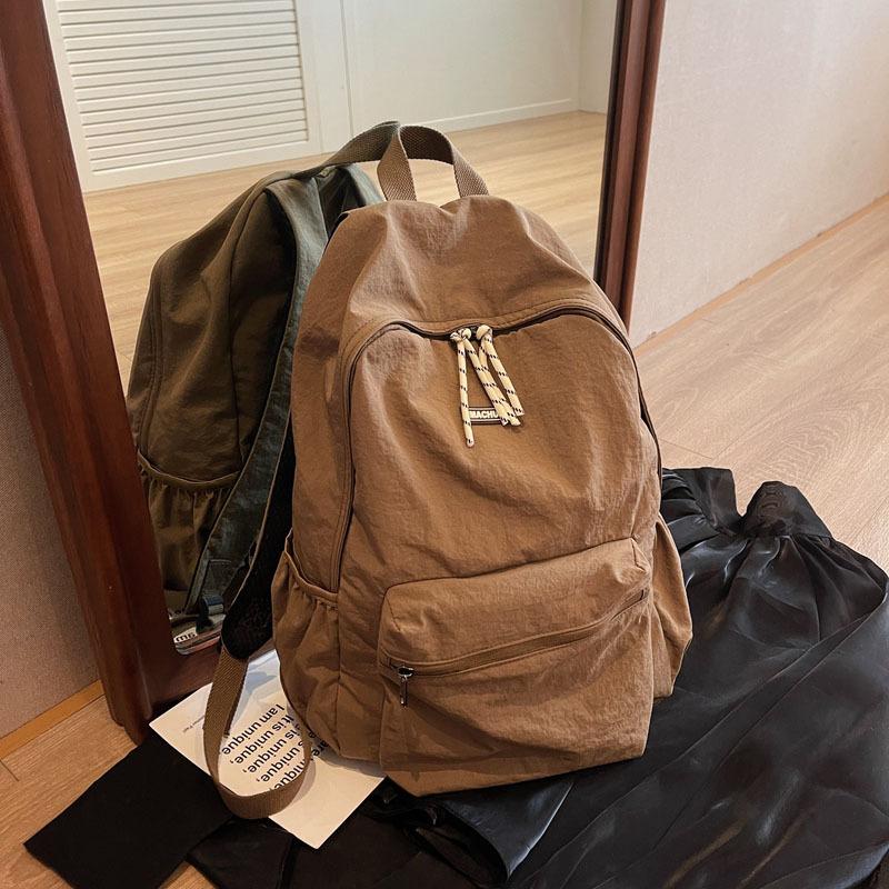 

Backpack Solid Color Lightweight Fashion College Wind Backpack Large Capacity Campus Class Junior and Senior High School Student School Bag