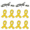 Pack of 10 Anti-Violence Awareness Pins Yellow Ribbon Shape Brooches Stylish Enamel Breastpins Colorful Badges Ornament