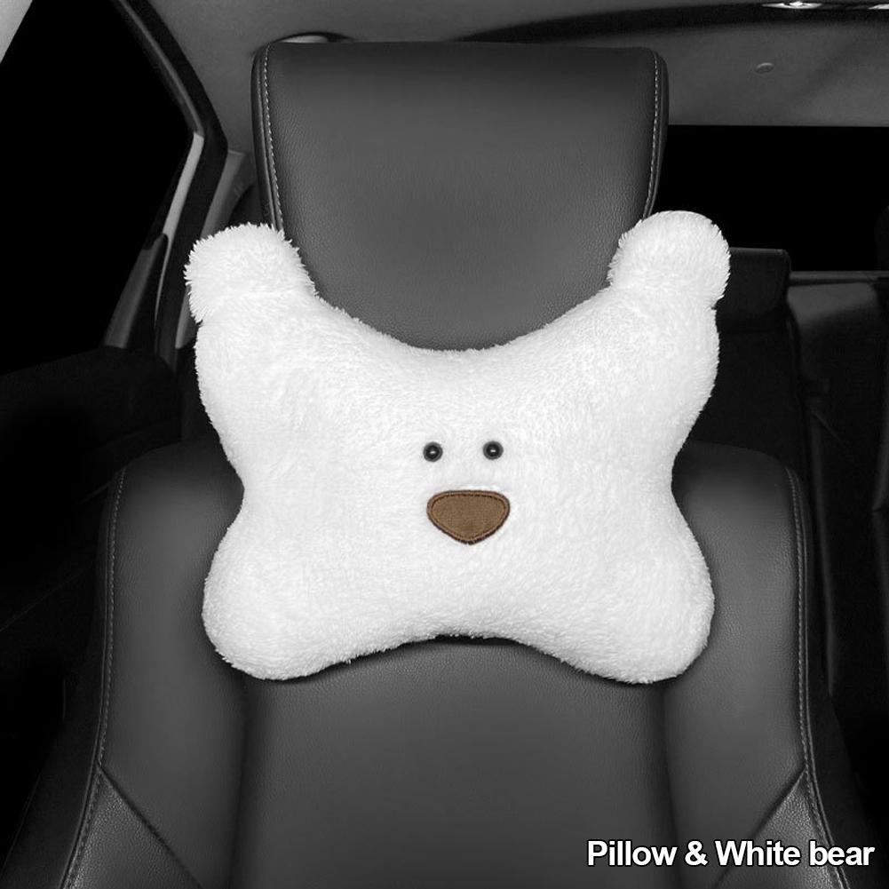 Cute Bear Animal Car Headrest Pillow Lovely Auto Seat Head Support Neck Protector Cushion Plush Automobiles Lumbar Rest Car Kits
