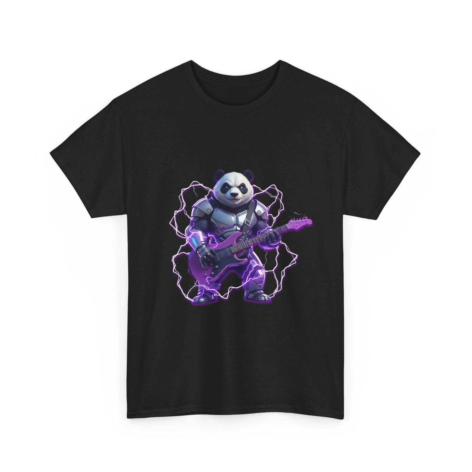 

Electric Panda Guitarist T-Shirt | Neon Rock Panda T-Shirt, Gift Idea Cotton Tee XL