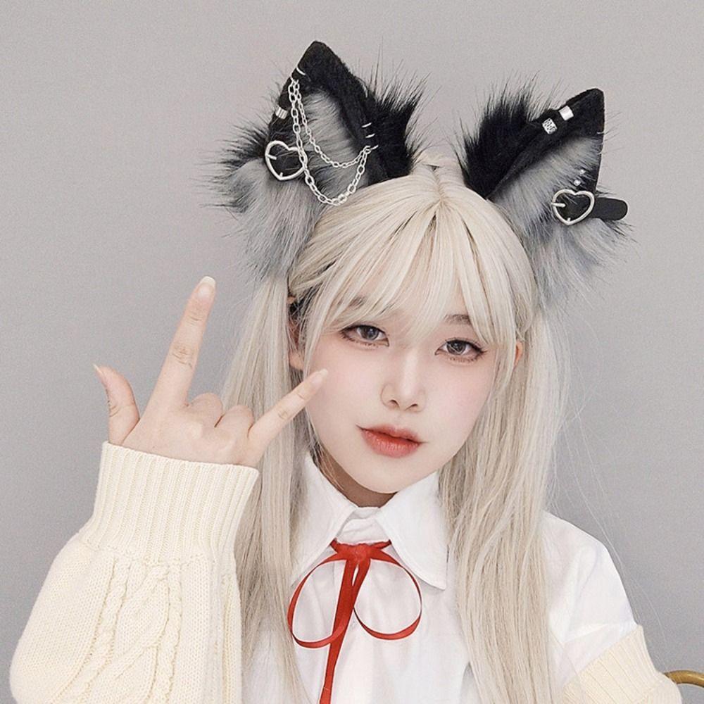 Hairpin Plush Headband Belt Halloween Cosplay Costume Fashion Cat Ear Lolita Hair Band  Girls