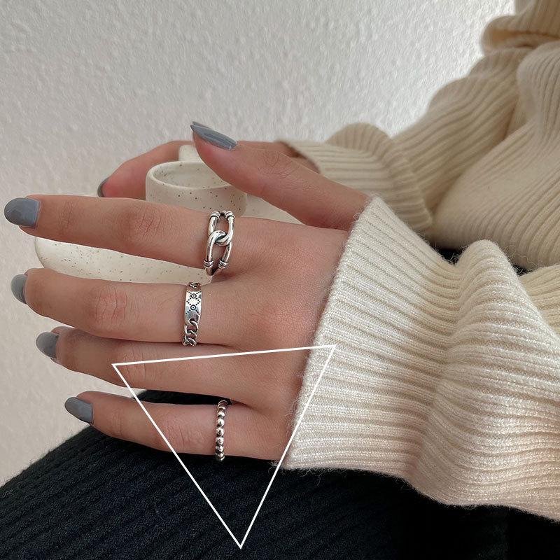 S925 Sterling Silver Roman Numeral Open Ring for Women - Trendy, Retro, and Stylish