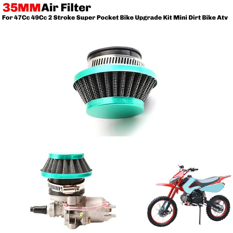 Motorcycle 47/49Cc Universal 35MM Air Filter For Pocket Bike MINI Dirt Bike Carburetor Interface Green