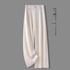 Summer 2025 Women's High-Waisted Gray Wide-Leg Pants - Slimming, Floor-Length, Drapey, Loose, Casual Straight-Leg Design.