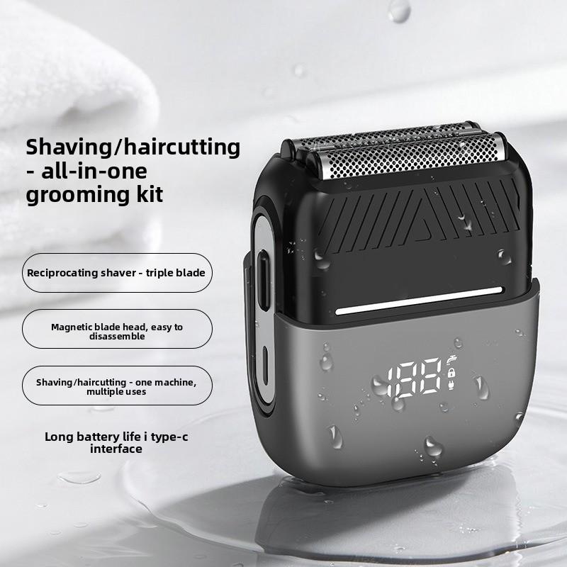 Revolving Razor Electric Mini Three-blade Multi-head Digital Shaving Kit with Magnetic Blade Heads, Water-washable, Portable